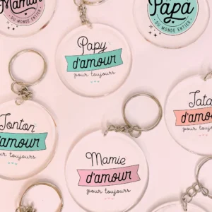 Porte-clés acrylique maman/mamie/marraine/tata
