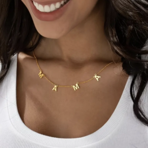Collier en plaqué or/argent avec lettres à personnaliser